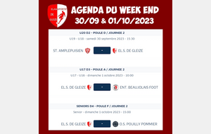 Agenda du Week End 30/09 et 01/10/2023