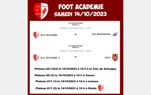 AGENDA DU WEEK END FOOT ACADEMIE