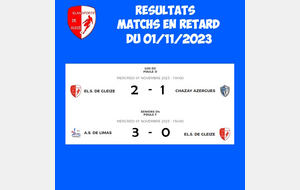 RESULTATS MATCHS EN RETARD